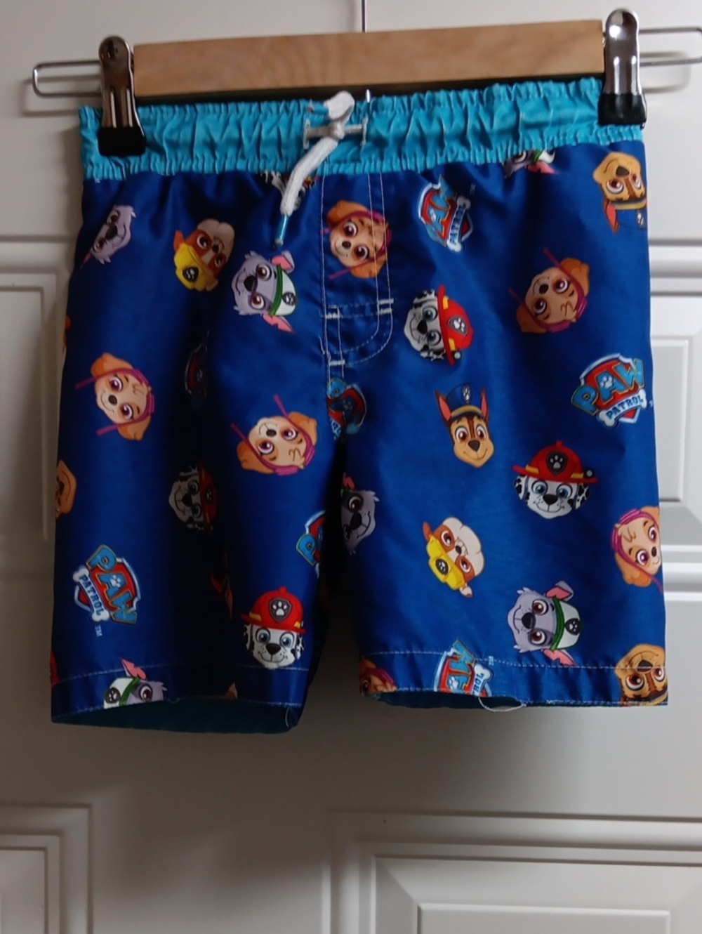 Paw Patrol Bright Blue Kids Swim Shorts with Character Faces
